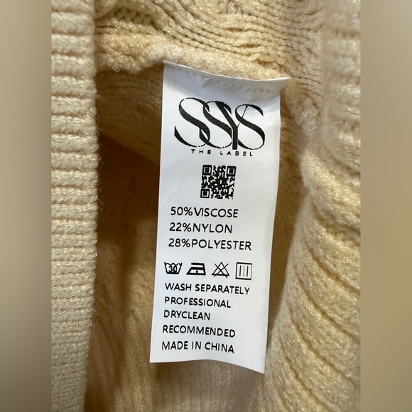 SSYS The Label Cream Cable Knit Half Zip Sweater S/M - Picture 5 of 6